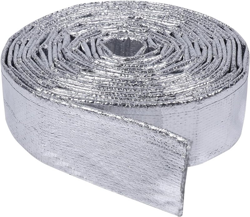 FOURUB Automotive Aluminum Heat Shield Sleeve Wrap Wire Up to 485 °F, Cable Heat Shield Fire Sleeve Heat Resistance Silver Inner Diameter (3/4"-14ft) - Image 1